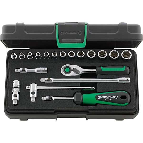 6, 3 mm (1/4") Socket set 19-pcs., 40/13/6QR KN